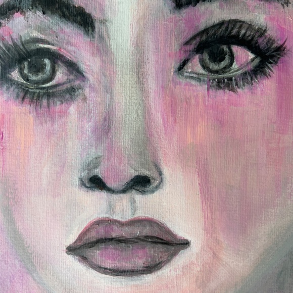 Dreamer - Abstract Acrylic Watercolor Effect Painting of Woman's Face | Original - Picture 7 of 8